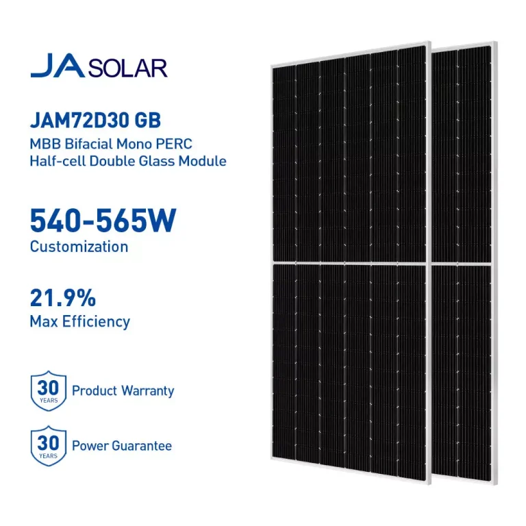 Ready To Ship Ja Solar Panel 550W Bifacial 545W 540W Double Glass Pv Module For 10 Kw System