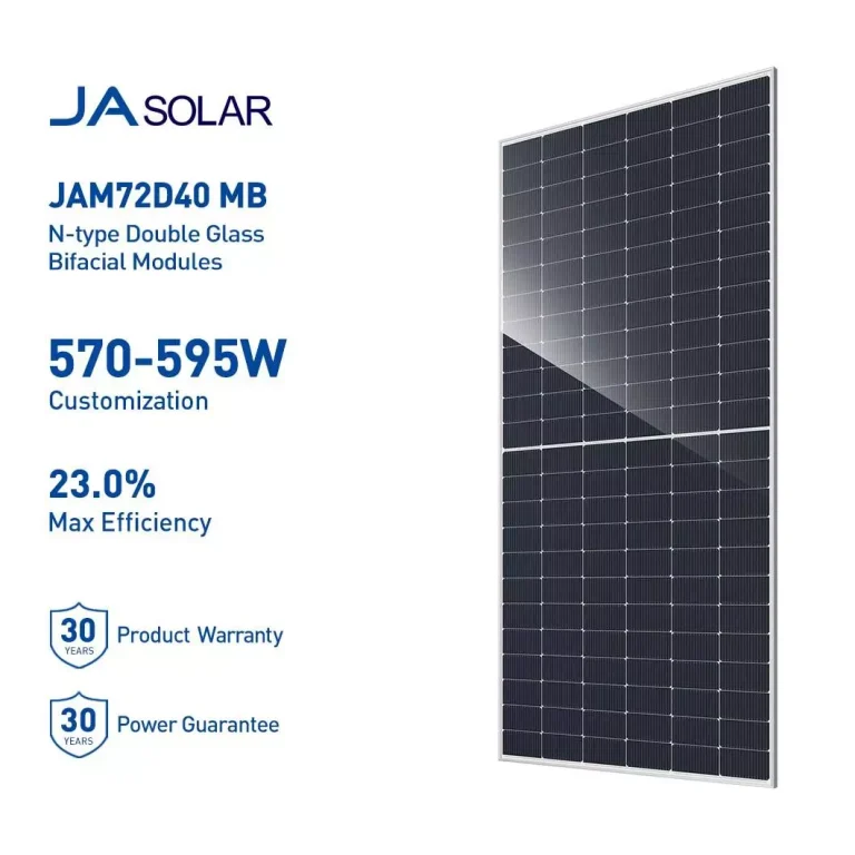 JA Solar PERC Half Cell 570-595W N-type Double Glass Bifacial Photovoltaic Module DeepBlue4.0 JAM72D40MB