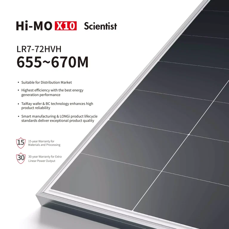 Longi Solar Panel Hi-MO X10 650W 655W 660W 665W HPDC Bifacial Dual Glass Lungi Photovoltaic Panel PV Power Module 660 Watt