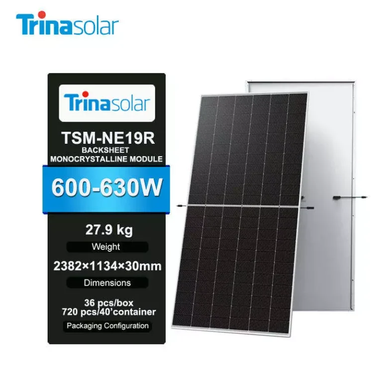 Trina TSM-NE19R.70 600-630W Trina Solar Panel 600 605 610 615 620 625 630 Watt Topcon Anti Dust Mono PV Module Trina Warehouse